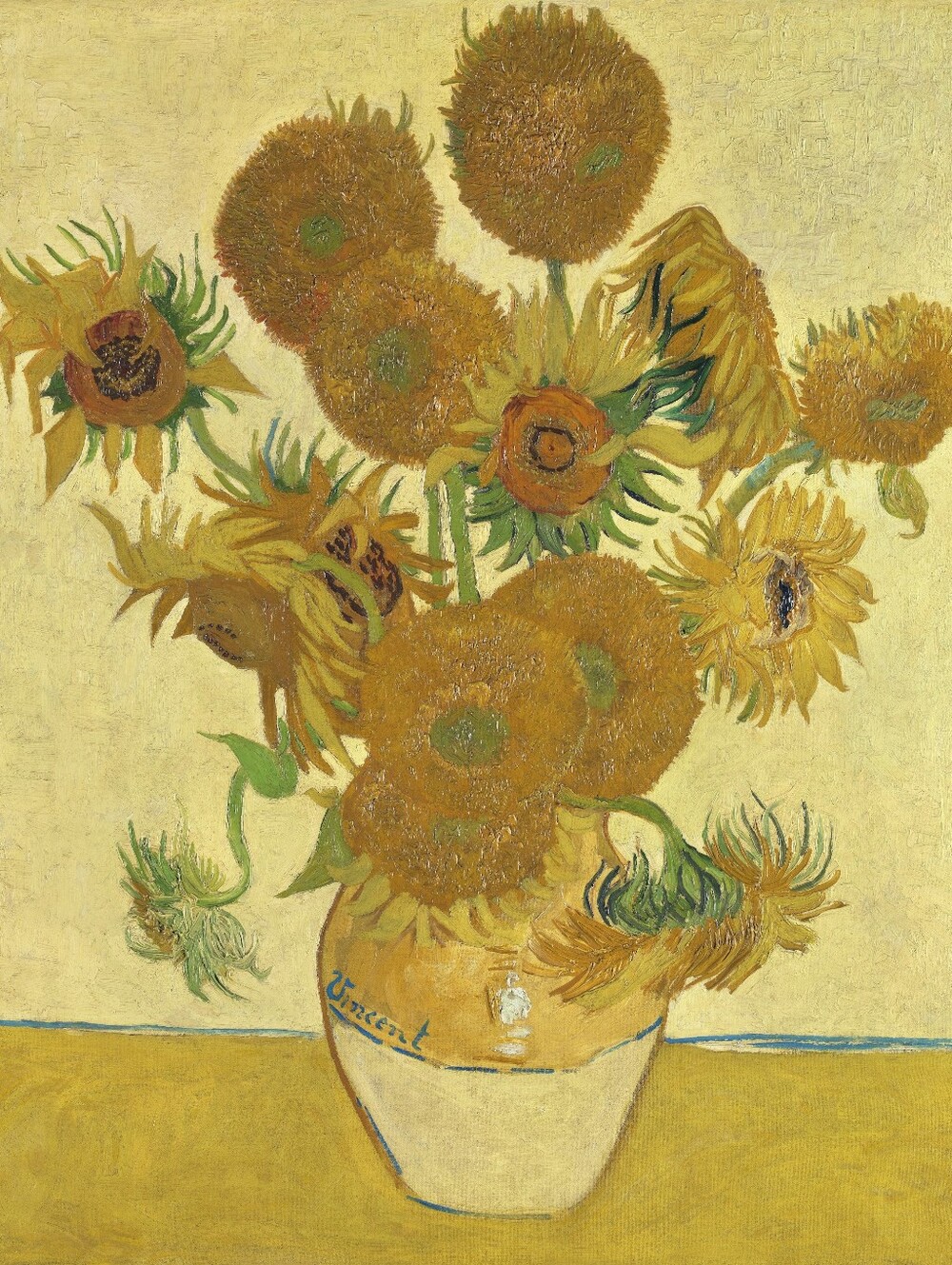 Yellow Sunflower Art Print - Van Gogh Style 16x20